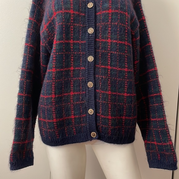 Vintage Equorian Heritage Navy & Red Knit Cardigan Sz Md - Picture 6 of 12